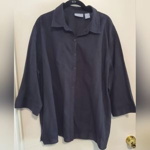 Beautiful design black button down shirt women's plus size 3X